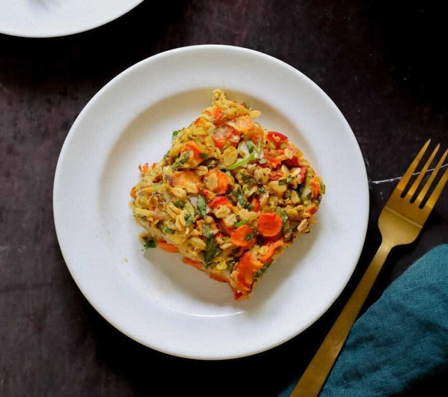 Veggie Baked Oats (Savory Baked Oatmeal) Vegan